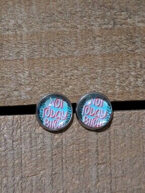 💟 Not Today Satan Handmade Stud Earrings
